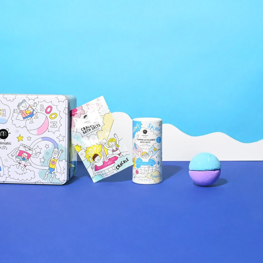 Zestaw Prezentowy do Kąpieli dla Dzieci Bubble Bath Box, Blue & Purple - Sole i Kula do Kąpieli / Nailmatic