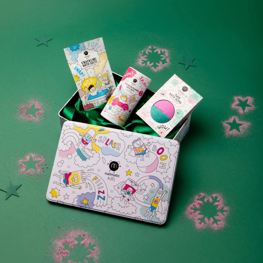 Zestaw Prezentowy do Kąpieli dla Dzieci Splash Bath Box, Pink & Lagoon - Sole i Kula do Kąpieli / Nailmatic