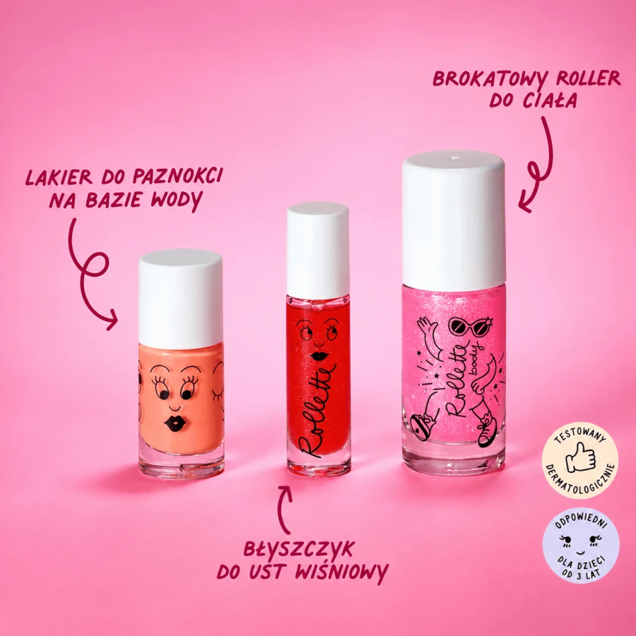 Zestaw Kosmetyków dla Dzieci z Nerką Glam Party, Lakier, Błyszczyk i Żel z Brokatem / Nailmatic