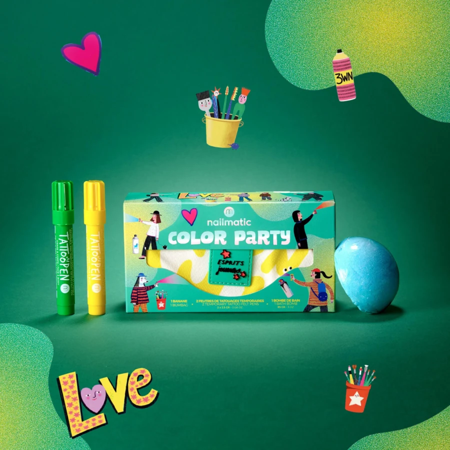 Zestaw Kosmetyków dla Dzieci z Nerką Color Party, Lakier, Błyszczyk i Żel z Brokatem / Nailmatic