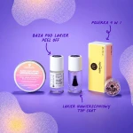 Zestaw do Manicure Glitter Gang, Złoty Brokat i Baza Peel-Off / Nailmatic