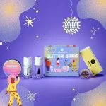 Zestaw do Manicure Glitter Gang, Złoty Brokat i Baza Peel-Off / Nailmatic
