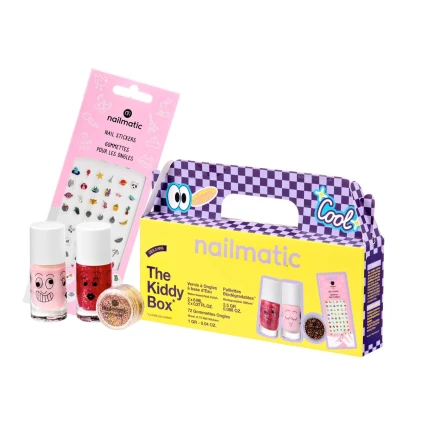 Zestaw Prezentowy do Paznokci dla Dzieci The Kiddy Box Cool - Lakiery, Brokat i Naklejki / Nailmatic