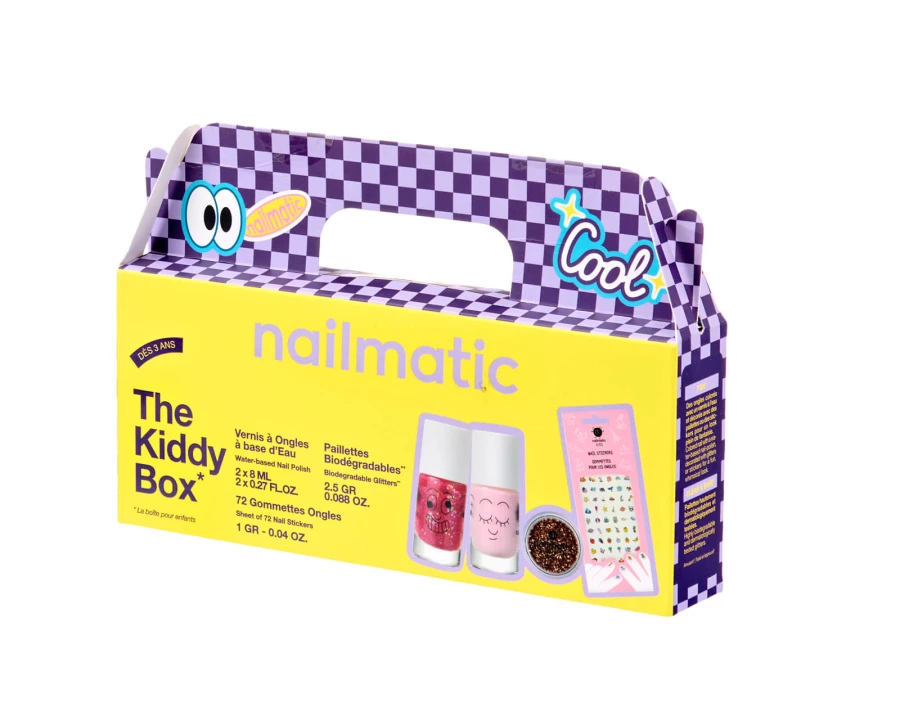 Zestaw Prezentowy do Paznokci dla Dzieci The Kiddy Box Cool - Lakiery, Brokat i Naklejki / Nailmatic