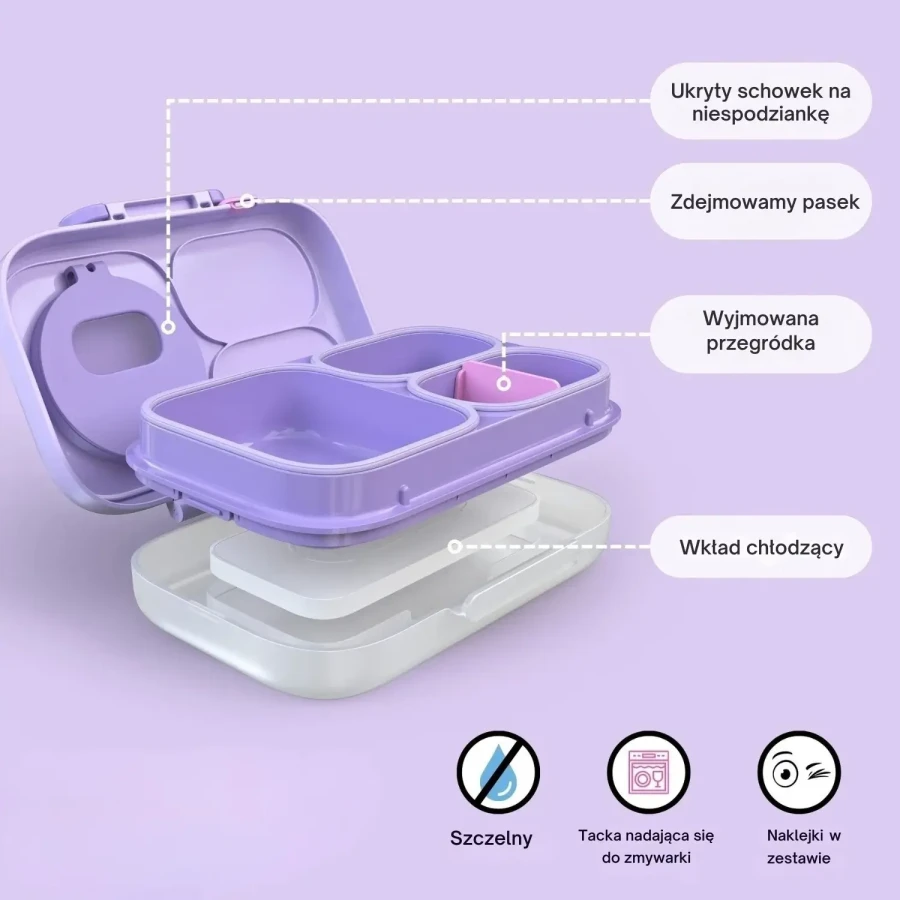 OMIEBOX LITE lunch box z wkładem chłodzącym, Lilac Puff / OMIE