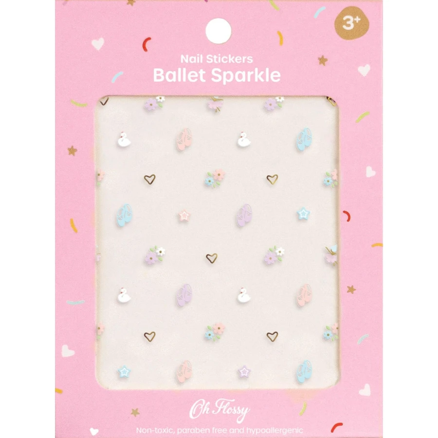 Naklejki na paznokcie dla dzieci - BALLET SPARKLE, hipoalergiczne / Oh Flossy