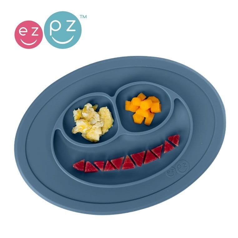 Silikonowy talerzyk z podkładką mały 2w1 Mini Mat granatowy / EZPZ