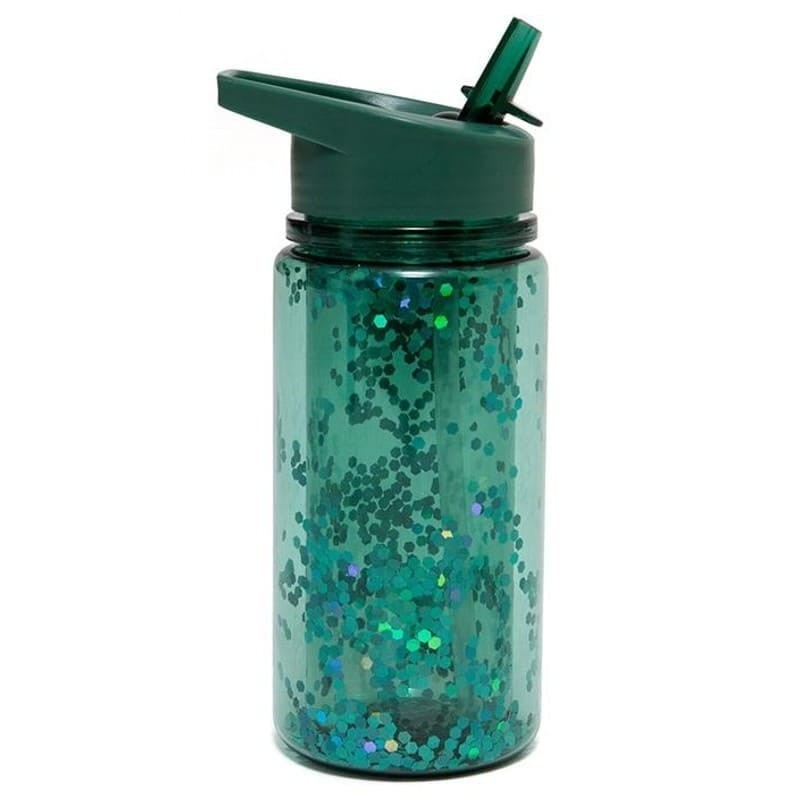 Bidon transparentny ze składanym ustnikiem GLITTER Salie Green / Petit Monkey