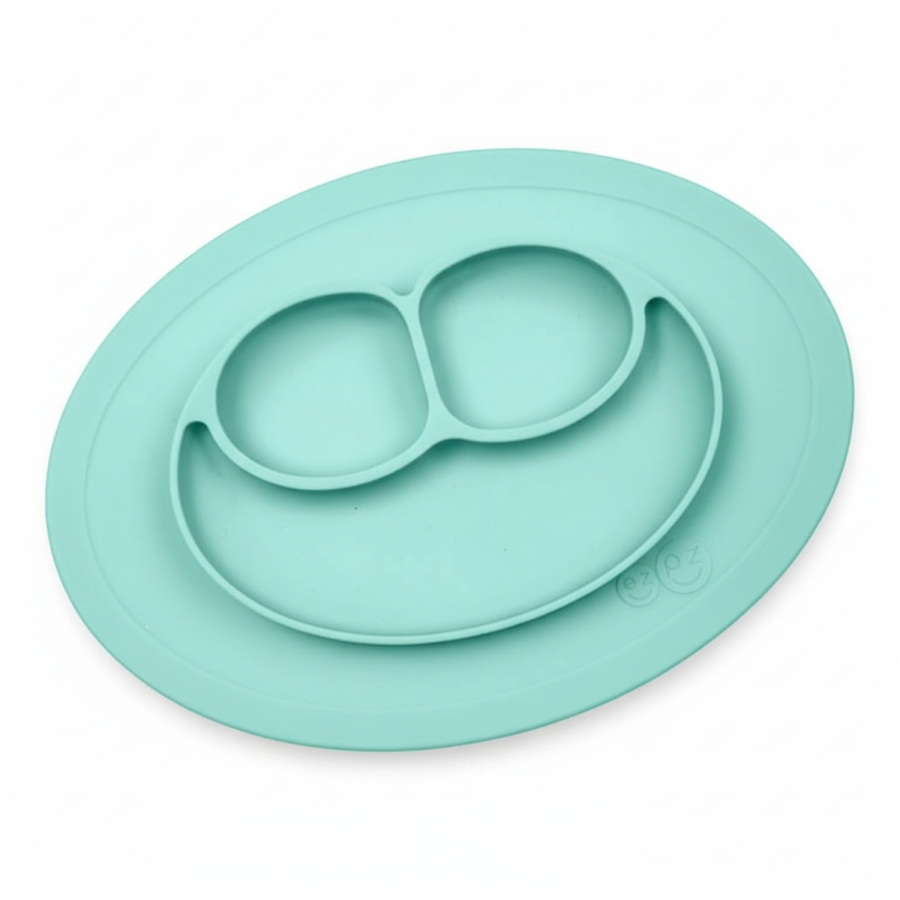 Silikonowy talerzyk z podkładką mały 2w1 Mini Mat miętowy / EZPZ