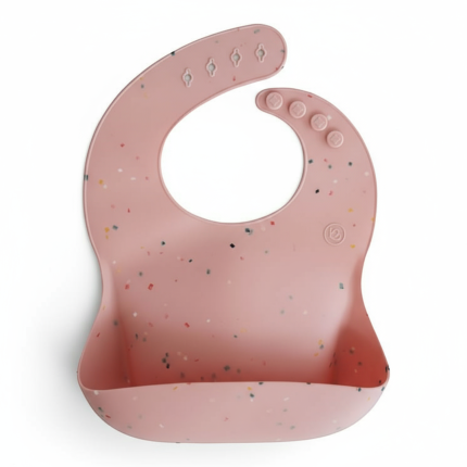 Śliniak silikonowy Powder Pink Confetti / Mushie