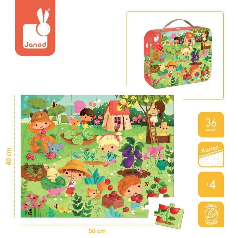 Puzzle w walizce Ogród 36 elementów 4+ / Janod