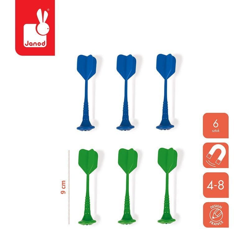 Zestaw rzutek magnetycznych 6 sztuk - zielone i niebieskie / janod