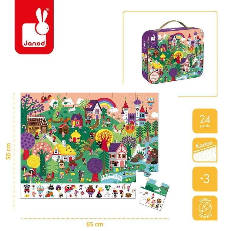 Puzzle obserwacyjne w walizce Baśnie 24 elementy 3+ / Janod