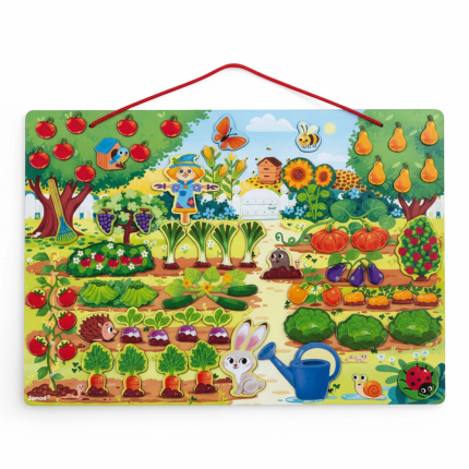 Układanka drewniana magnetyczna z 70 magnesami Ogród / Janod J05463