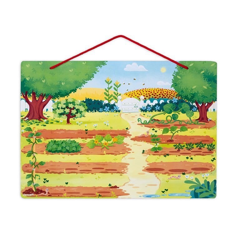 Układanka drewniana magnetyczna z 70 magnesami Ogród / Janod