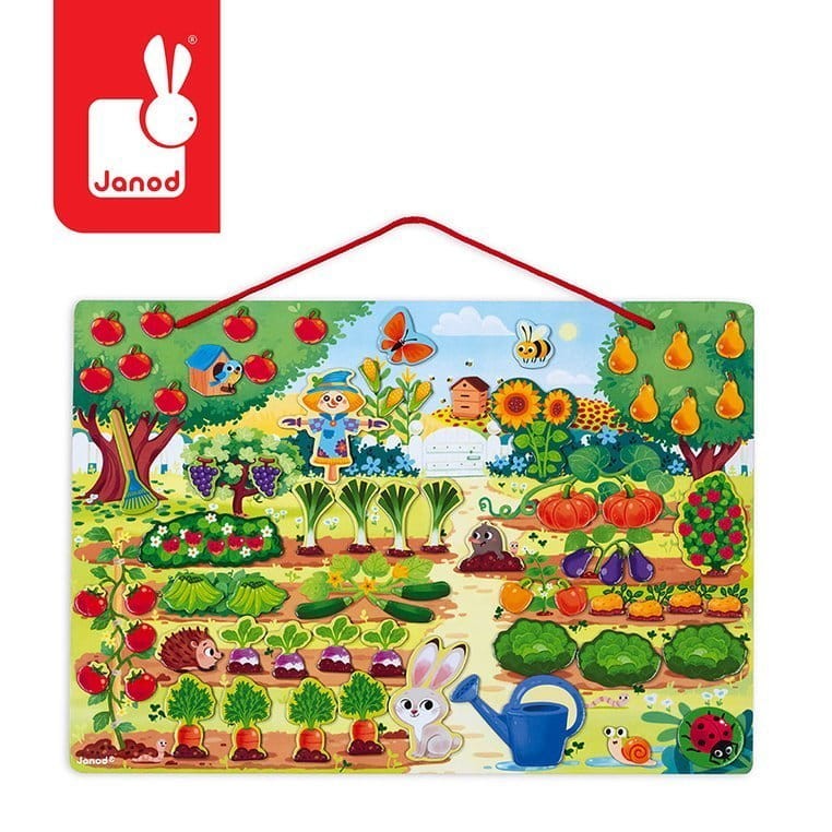 Układanka drewniana magnetyczna z 70 magnesami Ogród / Janod