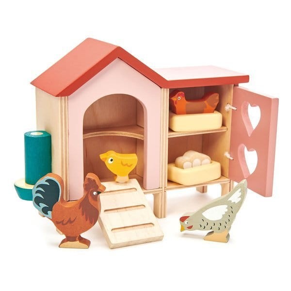 Drewniane figurki do zabawy - kurnik z kurami / Tender Leaf Toys
