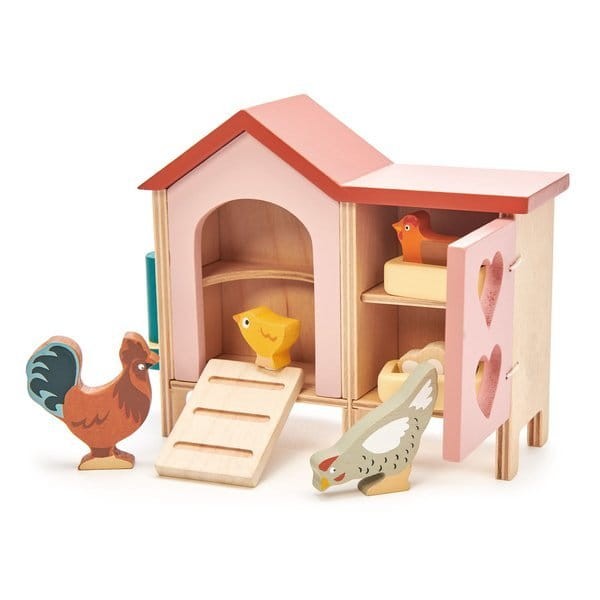 Drewniane figurki do zabawy - kurnik z kurami / Tender Leaf Toys