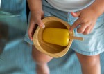 Głęboka bambusowa miseczka z przyssawką i łyżeczką - niebieska / Eco Rascals