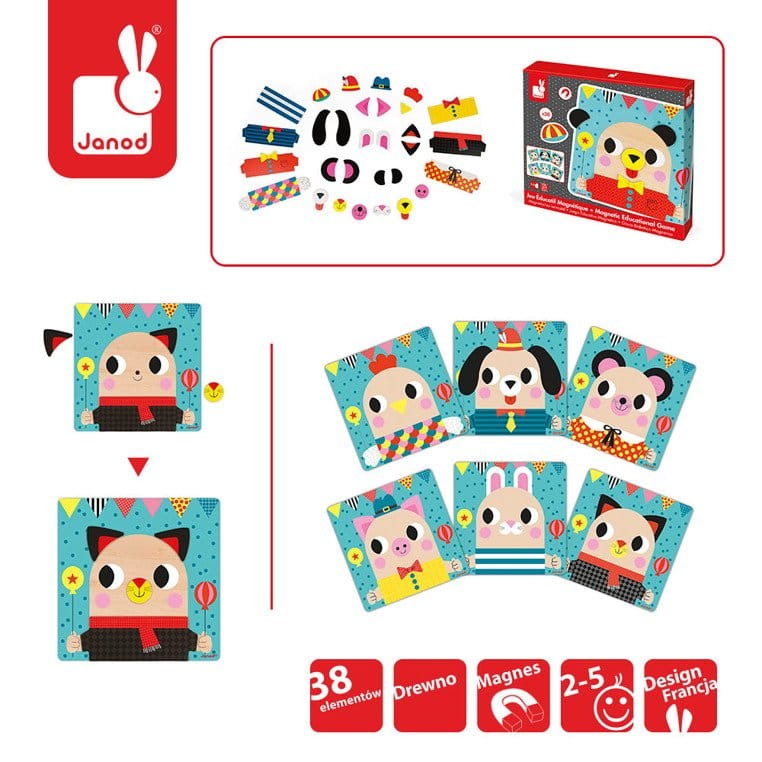 Układanka drewniana magnetyczna Zwierzątka / Janod
