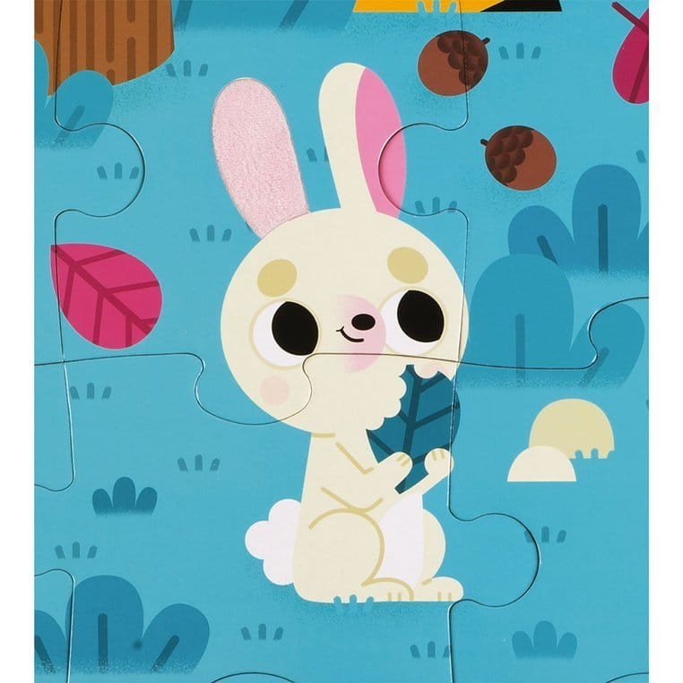 Puzzle sensoryczne 20 elementów Leśne zwierzęta / Janod