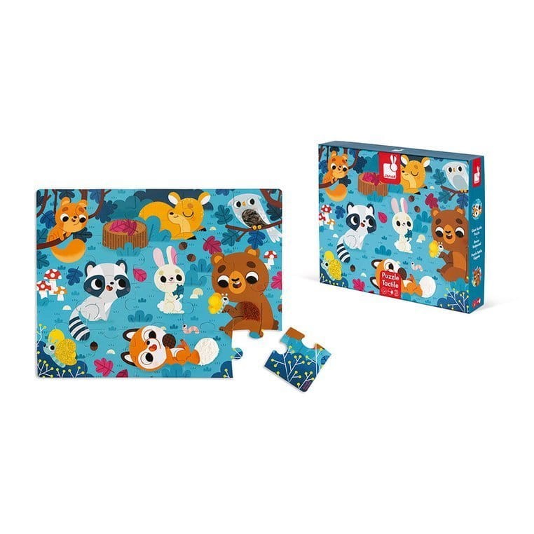 Puzzle sensoryczne 20 elementów Leśne zwierzęta / Janod