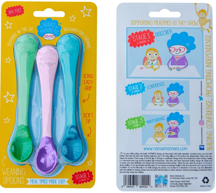 Zestaw 3 łyżeczek 4m+,ETAP 1 - kolor / Nanas Manners