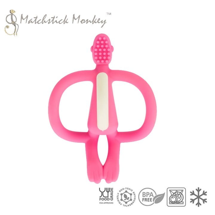 Gryzak masujący ze szczoteczką RÓŻOWY / Matchstick Monkey