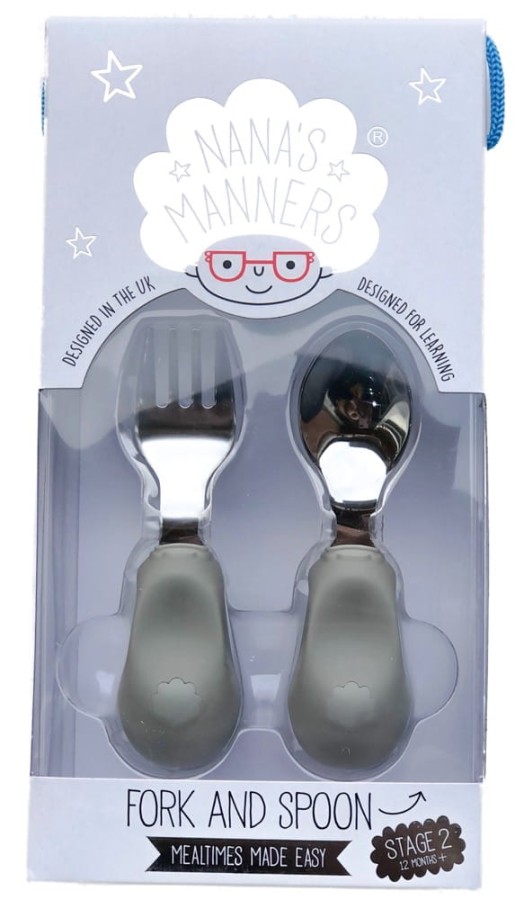 Widelec i łyżka 1-3 lat, ETAP 2 - grey / Nanas Manners