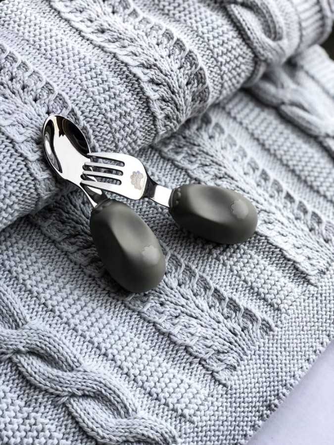 Widelec i łyżka 1-3 lat, ETAP 2 - grey / Nanas Manners