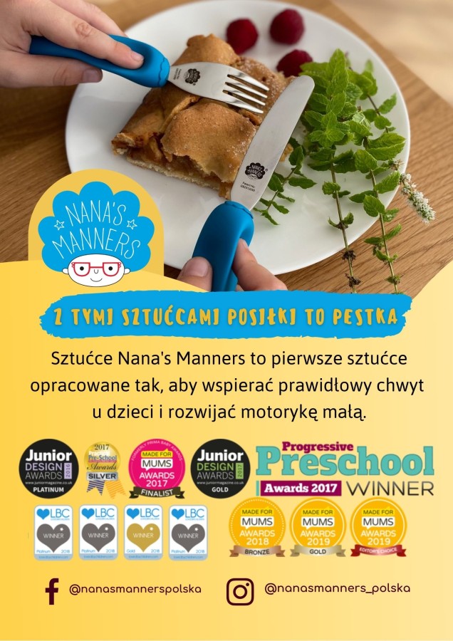 Widelec i łyżka 1-3 lat, ETAP 2 - grey / Nanas Manners