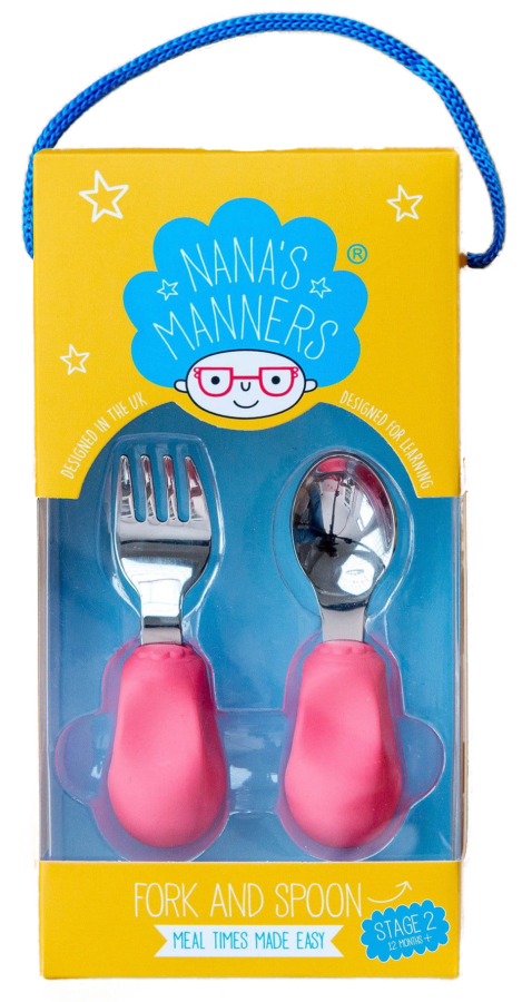 Widelec i łyżka 1-3 lat, ETAP 2 - pink / Nanas Manners