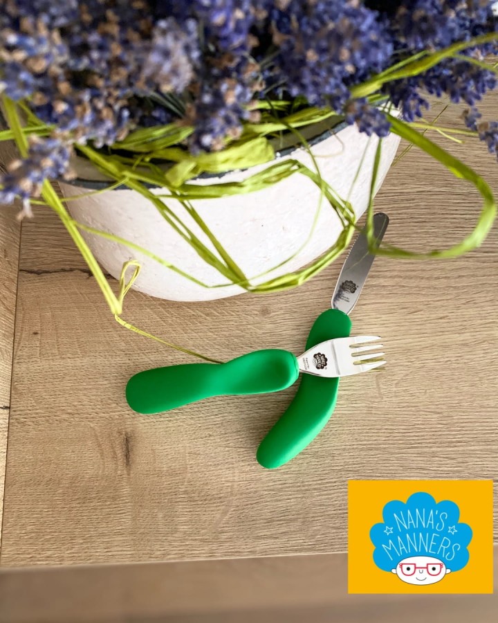 Sztućce kształtujące chwyt 3-9 lat, ETAP 3 - green / Nanas Manners