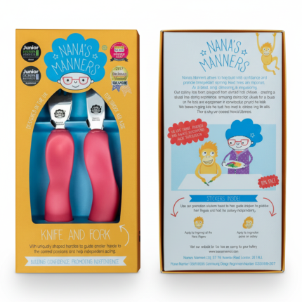 Sztućce kształtujące chwyt 3-9 lat, ETAP 3 - pink / Nanas Manners