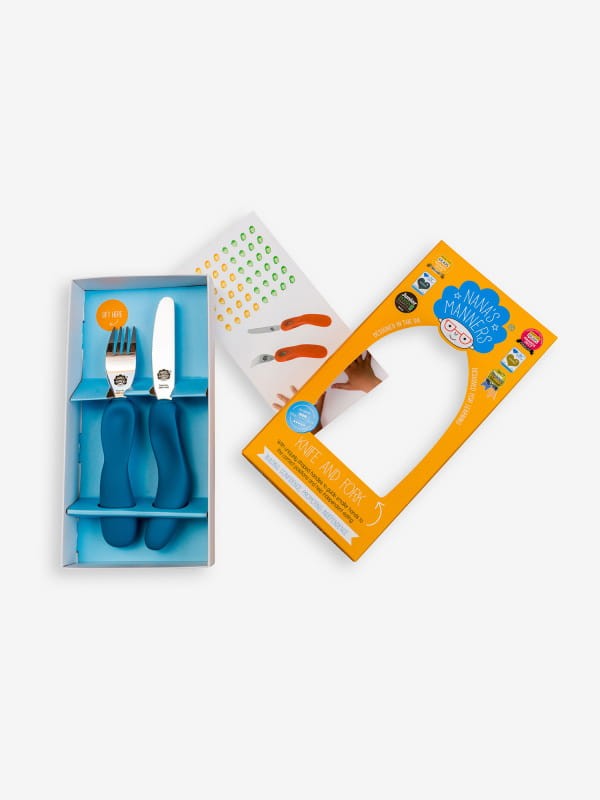 Sztućce kształtujące chwyt 3-9 lat, ETAP 3 - blue / Nanas Manners