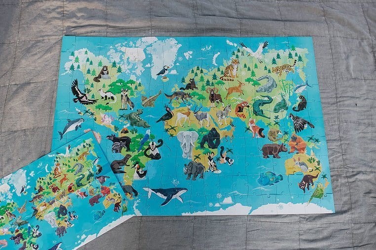 Puzzle edukacyjne z figurkami 3D Zagrożone gatunki 200 elementów 6+, Janod