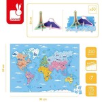 Puzzle edukacyjne z figurkami 3D Cuda świata 350 elementów 7 + / Janod
