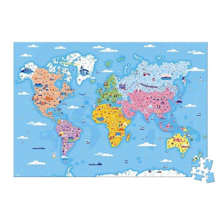 Puzzle edukacyjne z figurkami 3D Cuda świata 350 elementów 7 + / Janod