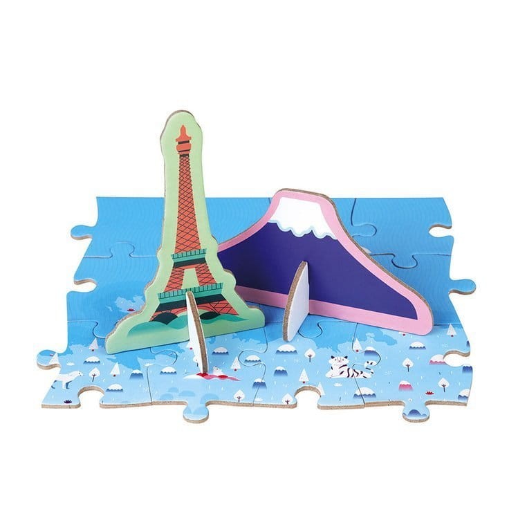 Puzzle edukacyjne z figurkami 3D Cuda świata 350 elementów 7 + / Janod