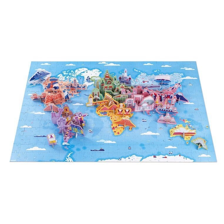 Puzzle edukacyjne z figurkami 3D Cuda świata 350 elementów 7 + / Janod