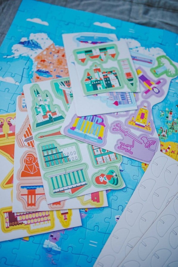 Puzzle edukacyjne z figurkami 3D Cuda świata 350 elementów 7 + / Janod