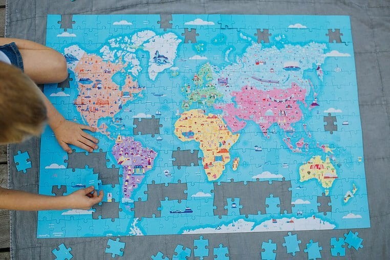 Puzzle edukacyjne z figurkami 3D Cuda świata 350 elementów 7 + / Janod
