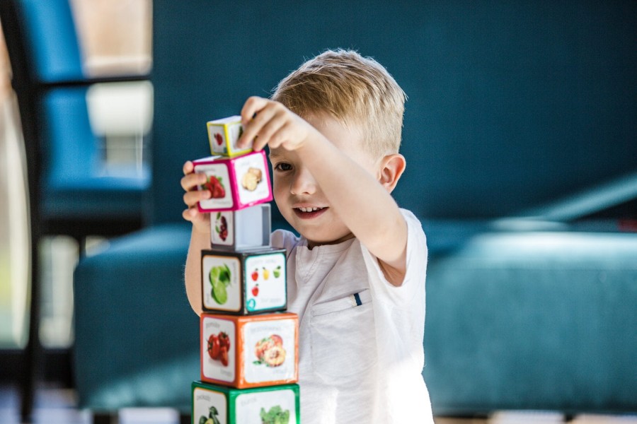 Kartonowe klocki dla dzieci – Owoce i warzywa / Piramida Zabaw