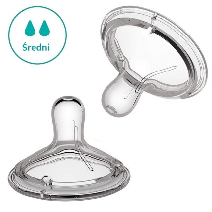 Smoczek silikonowy do butelki Nanobébé - średni przepływ - 2 szt. / Nanobébé