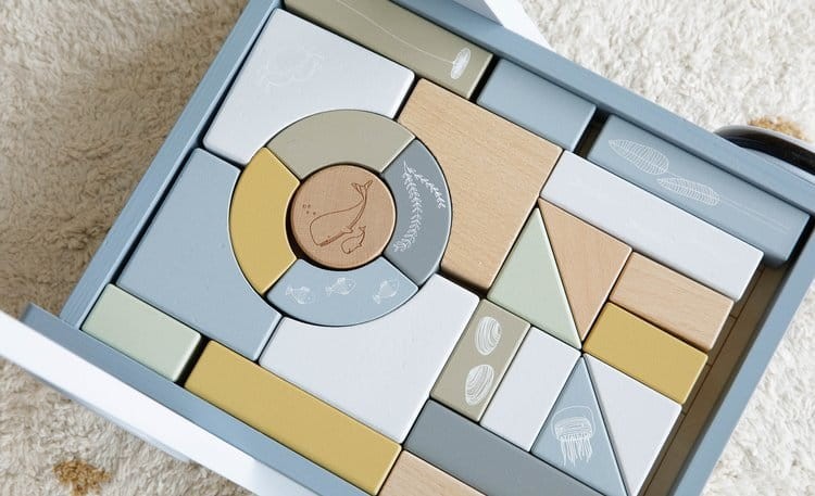 Wózek z klockami - ocean błękit / Little Dutch