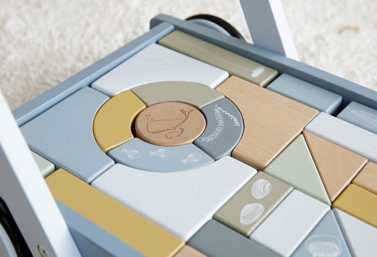 Wózek z klockami - ocean błękit / Little Dutch