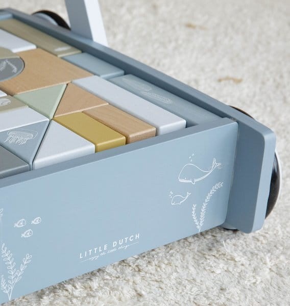 Wózek z klockami - ocean błękit / Little Dutch