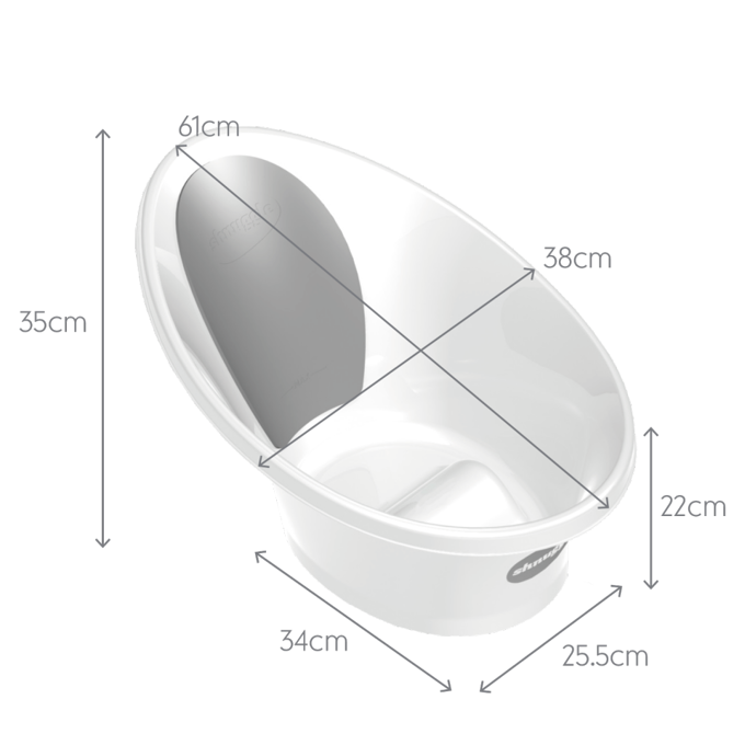 Wanienka z odpływem i piankowym oparciem - grey / Shnuggle Baby