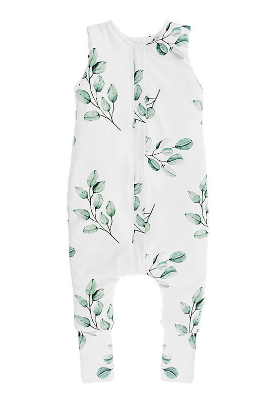 Dwustronny śpiworek z nóżkami - Eukaliptus-Czarne kropki / Sleepee