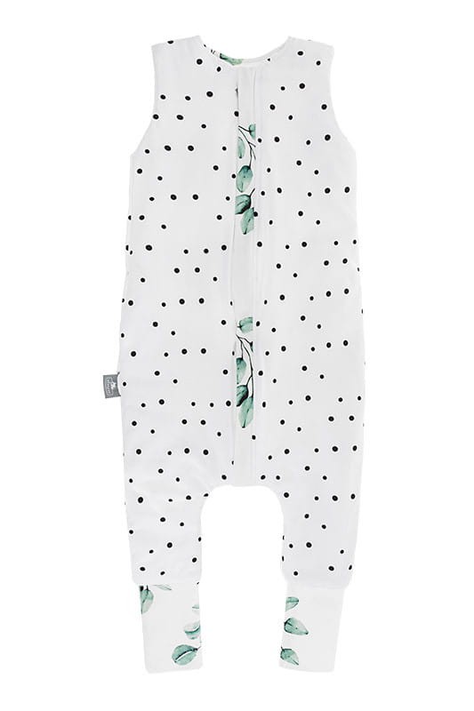 Dwustronny śpiworek z nóżkami - Eukaliptus-Czarne kropki / Sleepee